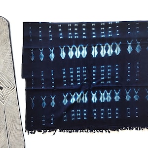 Authentic African mud cloth indigo textile, indigo mud cloth fabric, tribal throw blanket