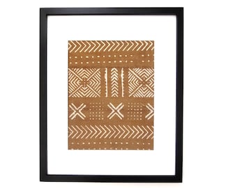 Matted Mudcloth fabric, Boho wall art 16"x20"