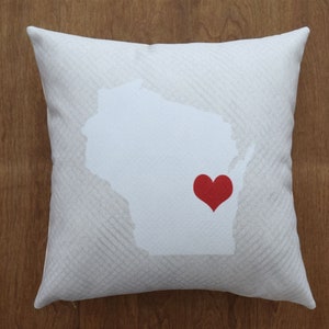 Funda de almohada del estado de Wisconsin, almohada con mapa de Wisconsin, regalo para él, regalo para ella,