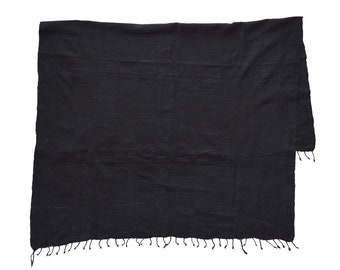 Mudcloth Fabric, Solid Black Mud Cloth, Hand Dyed Cotton Throw, Pre-washed Cotton Fabric