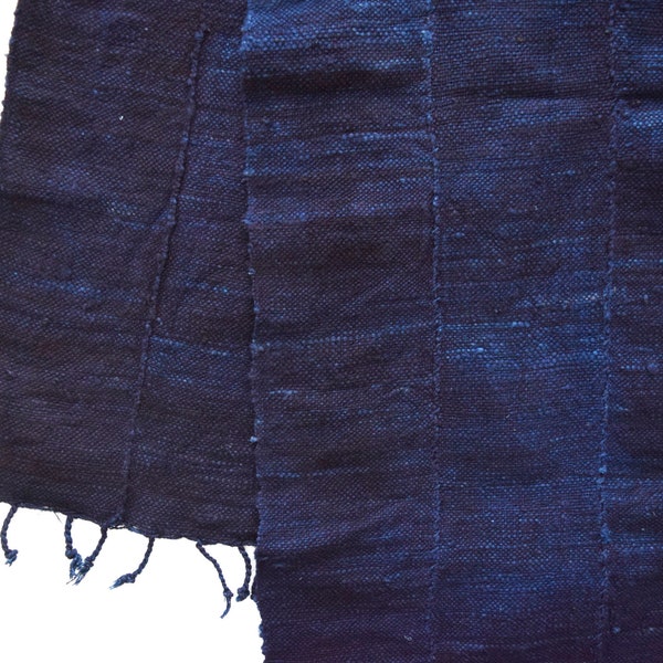 Authentic African Mudcloth Indigo Textile, Solid deep Indigo Mudcloth Scarf, Indigo African head Wrap - Ref: 60" L X 19" W