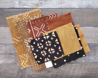 Mudcloth scrap pieces, mudcloth fabric cut, Assorted mudcloth fabric cut - Set of 09 assorted mud cloth pieces.