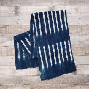 Indigo Mudcloth Fabric, Indigo Mud Cloth Strip - Ref: 59&quot; L x 12&quot; W