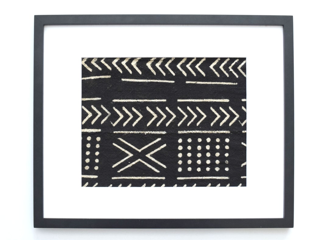 Mudcloth Wall Art, Matted Mudcloth Fabric, Boho Wall Art 16x20 Made to