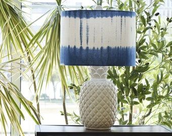 Indigo shibori lamp shade, Indigo mudcloth lampshade, Tribal lampshade - Made to order