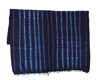 Authentic African Indigo Mudcloth, Indigo Mudcloth fabric, Indigo Boho Fabric - Ref: 56" L x 42" W