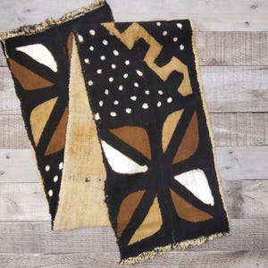 Authentic African Mudcloth Fabric, Mud Cloth Fabric Strip, Hand-painted Cotton Fabric - Ref: 58&quot; long x 10&quot; wide