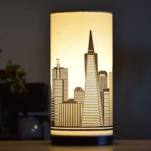 San Francisco Skyline Tall Drum Table Lamp