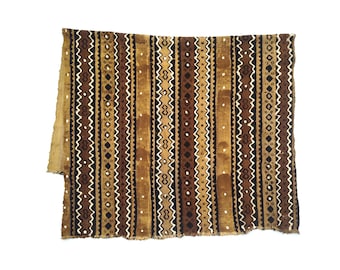 Authentic Mudcloth Fabric, Hand-Painted Cotton Textile, DIY Craft Supply (60" x 39")