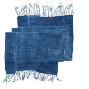Écharpe extra longue faite main en tissu indigo vintage (80 po de long x 23 po de large)