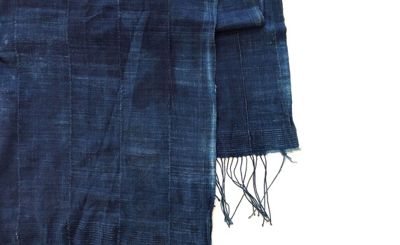 Vintage indigo Mudcloth Indigo Textile - Scarf, h… - image 2