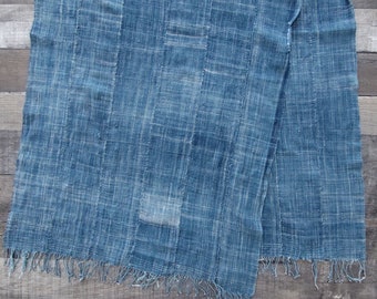 Vintage indigo mud cloth, Faded indigo mudcloth,  Vintage Indigo Textile - Ref: 67" L x 20" W
