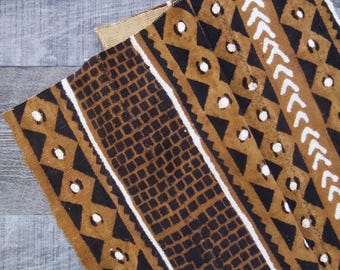 Tela auténtica de lodo cortada a mano, textil de algodón, material para manualidades (68 cm de largo x 50 cm de ancho)