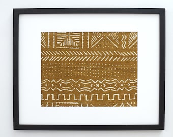 Matted Mudcloth fabric, Boho wall art 16"x20"