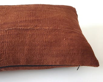 Authentic Mud cloth Pillow Cover for 16&quot; x 24&quot; Pillow Inserts, Rust Mud cloth Pillow Cover