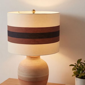 Boho Striped Lampshade – Neutral Drum Shade: Made to order image 8