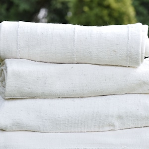 Mudcloth Fabric, White mudcloth fabric , Solid off white mudcloth runner - REF: Approx 58&quot;L x 20&quot; W