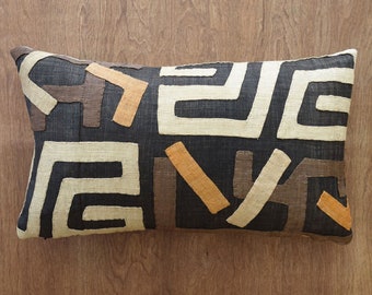 Authentic Kuba Pillow Cover, Boho Pillow Cover, Tribal Pillow Cover for 14"x24" Insert