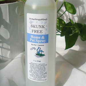 Skunk Free Home & Pet Spray, Deodorizing and Repellent, Natural, Organic, Eco Friendly and Nontoxic 8oz Size.