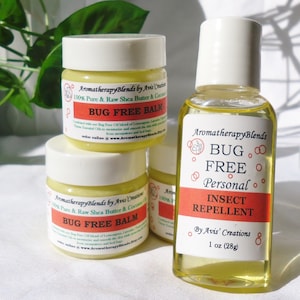 Bug Free Personal Insect Repellent, Natural Organic Body Oil or Balm. Protection for the entire family and pets, 1oz size bottle or jar..