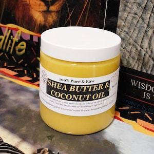 Raw Shea Butter & Virgin Coconut Oil Blend - Unscented or Custom Scented, 4oz Size