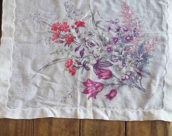 Pink and Purple floral pattern vintage Colette handkerchief