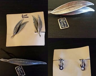 Beau Sterling Silver feather set, circa 1950s