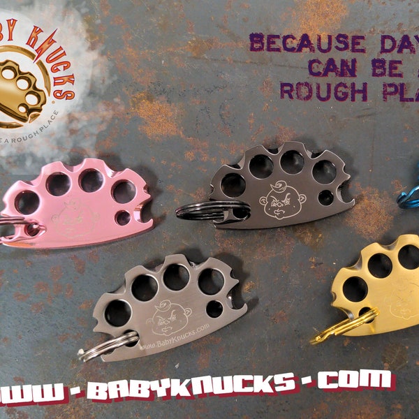 BabyKnucks Baby Size Brass Knuckles charm key ring bottle opener CUSTOM ENGRAVED,  5 Colors!