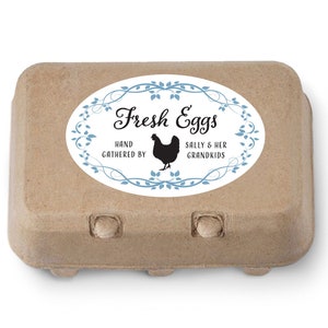 Personalized Egg Carton Labels, Custom Oval Stickers for Half-Dozen Cartons, Sets of 10, 3.25" x 2"