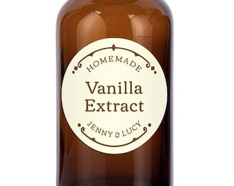 Personalized Vanilla Labels - custom stickers for homemade extract, matte waterproof, 2" round, 20 per sheet