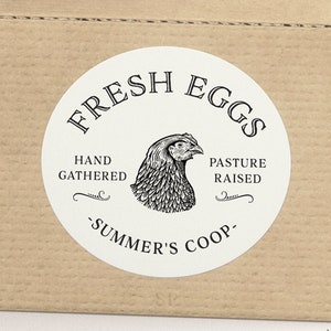 Custom Egg Carton Labels - small 2" round,  printed personalized stickers, white or cream, 20 per sheet