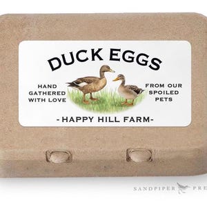 Egg Carton Labels - custom personalized stickers, matte or glossy. Choice of chicken, duck, goose, quail or turkey.  2" x 4"  (10 - 500)