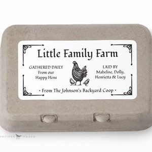 Egg Carton Labels - personalized printed stickers, black and white, 10 per sheet, matte or glossy, 2" x 4"