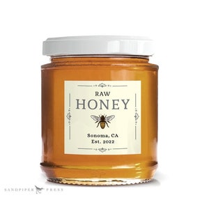 Square Labels for Honey Jars - custom stickers, personalized , printed on matte waterproof, yellow, more colors, small 1.8&quot; , 20 per sheet