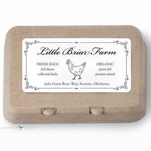 Custom Egg Carton Labels, personalized for chicken coop or farmer's market. Printed stickers, full or half dozen, 10 per sheet, 2" x 4"