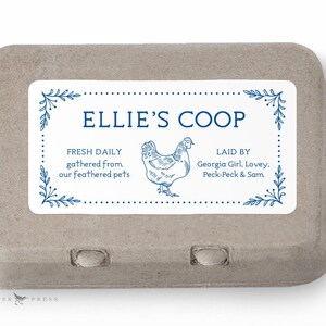 Egg Carton Labels - personalized printed custom stickers, navy blue, green or black, 10 per sheet, 2" x 4"