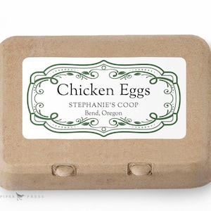 Egg Carton Labels, printed personalized stickers, other colors, 10 per sheet, 2" x 4"