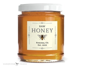 Square Labels for Honey Jars - custom stickers, personalized , printed on matte waterproof, yellow, more colors, small 1.8" , 20 per sheet