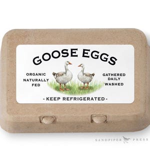 Goose or Duck Egg Carton Labels - Custom printed personalized stickers, matte or glossy.  2" x 4"  (10 - 500)