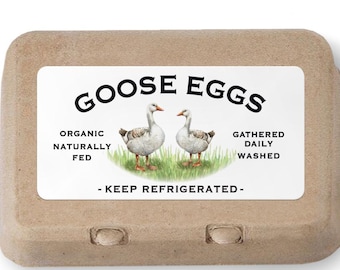 Goose or Duck Egg Carton Labels - Custom printed personalized stickers, matte or glossy.  2" x 4"  (10 - 500)