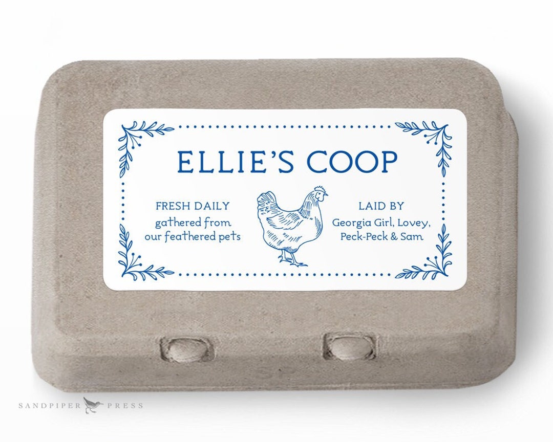 Egg Carton Labels Personalized Printed Custom Stickers, Navy Blue