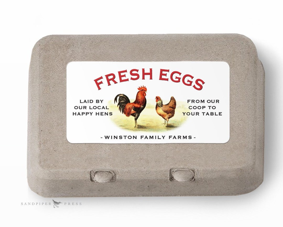 Labels for Egg Cartons Personalized for Your Farm or Coop. Colorful