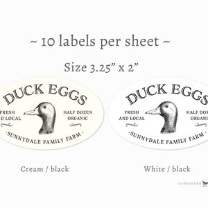 Printed Duck Egg Labels - Personalized Oval Stickers for Egg Cartons ...