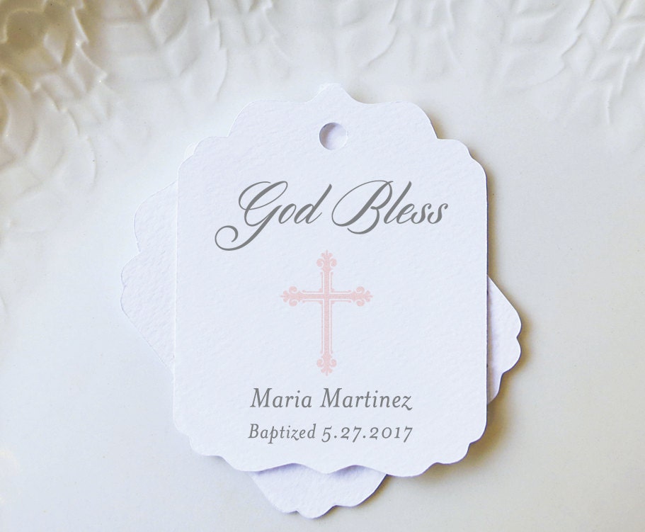 baptism favor tags personalized gift tags pink confirmation etsy favor tags