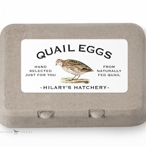 Quail Egg Carton Labels - 2&quot; x 4&quot; rectangle custom personalized stickers, matte or glossy. Red or black. Available in quantities of 10 - 300