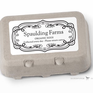 Egg Carton Labels - printed customizable stickers, personalized for your farm or coop. Choice of colors, 10 per sheet, 2" x 4"