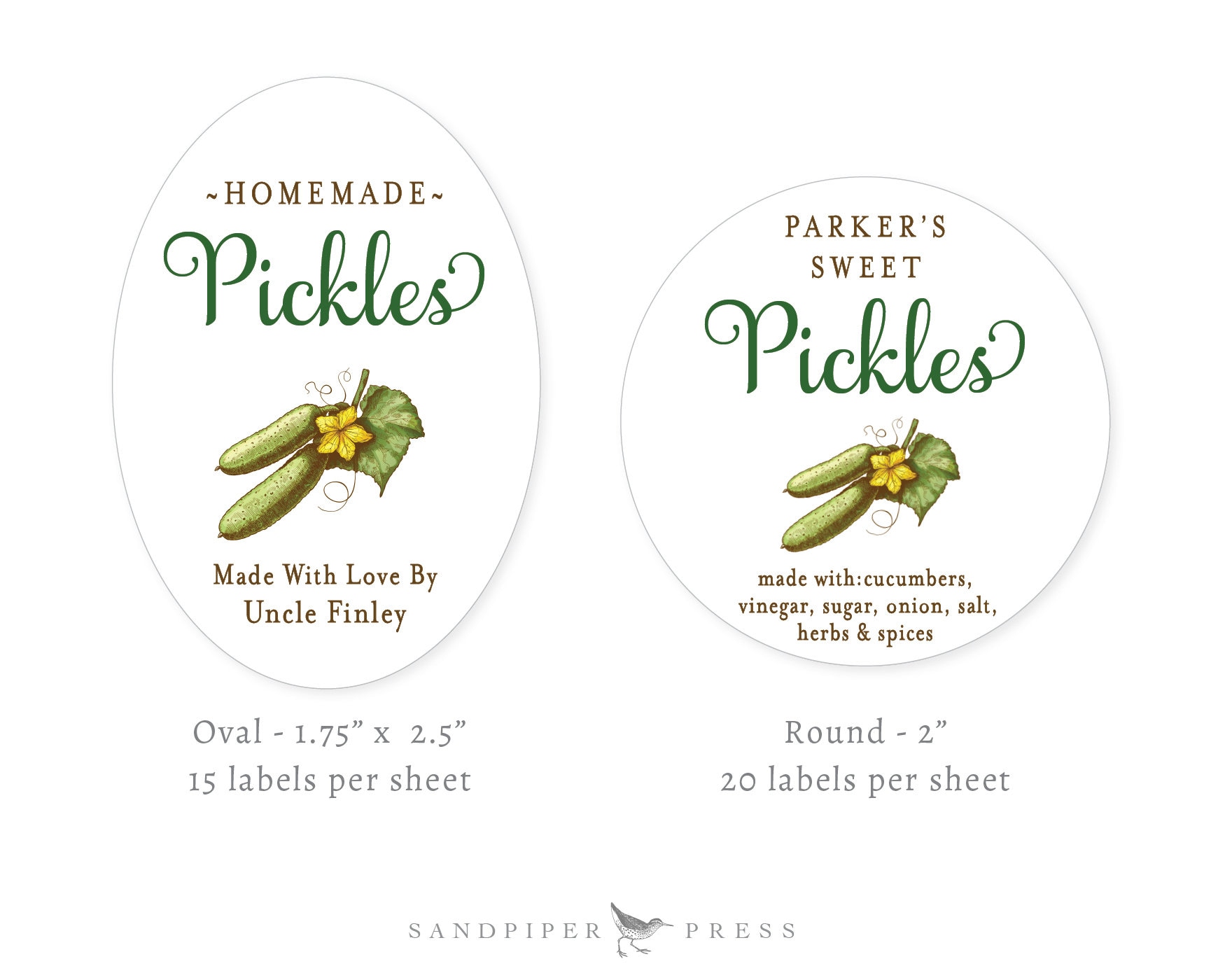 Homemade Pickle Sign Custom Pickle Labels, Printed Personalized Stickers for Canning ...