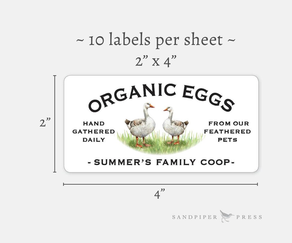 Goose or Duck Egg Carton Labels - Custom Printed Personalized Stickers ...