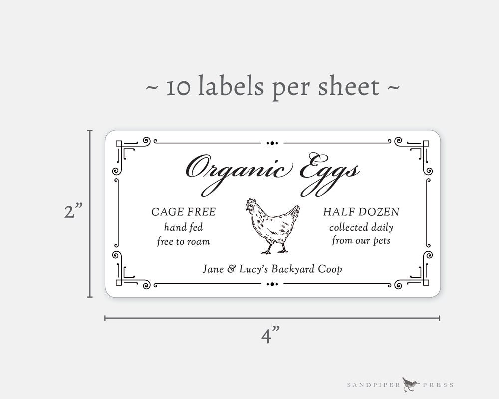 Custom Egg Carton Labels, Personalized for Chicken Coop or Farmer's ...