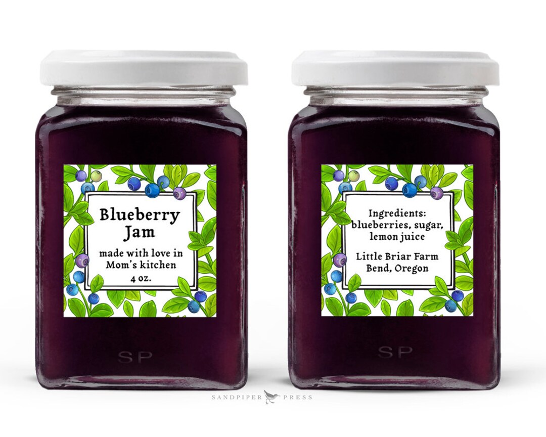 Custom Blueberry Jam Labels personalized Stickers for Jelly Etsy